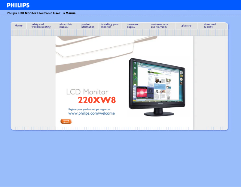 Imagen de la primera página del manual del dispositivo 220XW8FB
