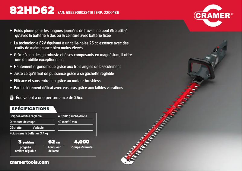 Página 1 del manual Manual de usuario Cramer 82HD62