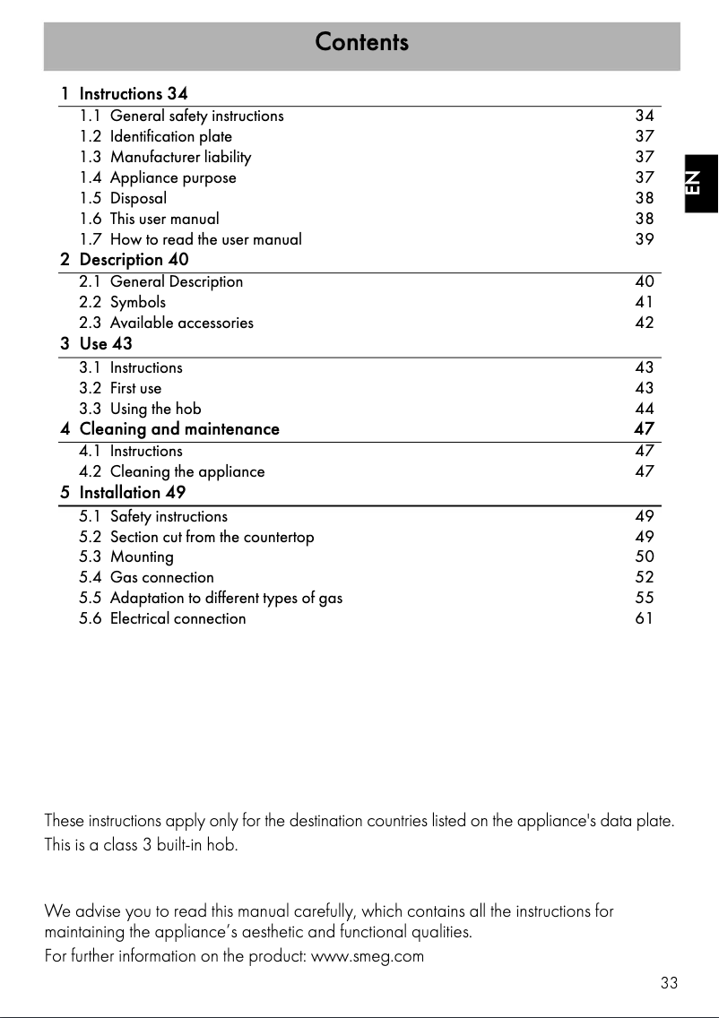 Página 1 del manual Folleto Smeg PV664LCNX