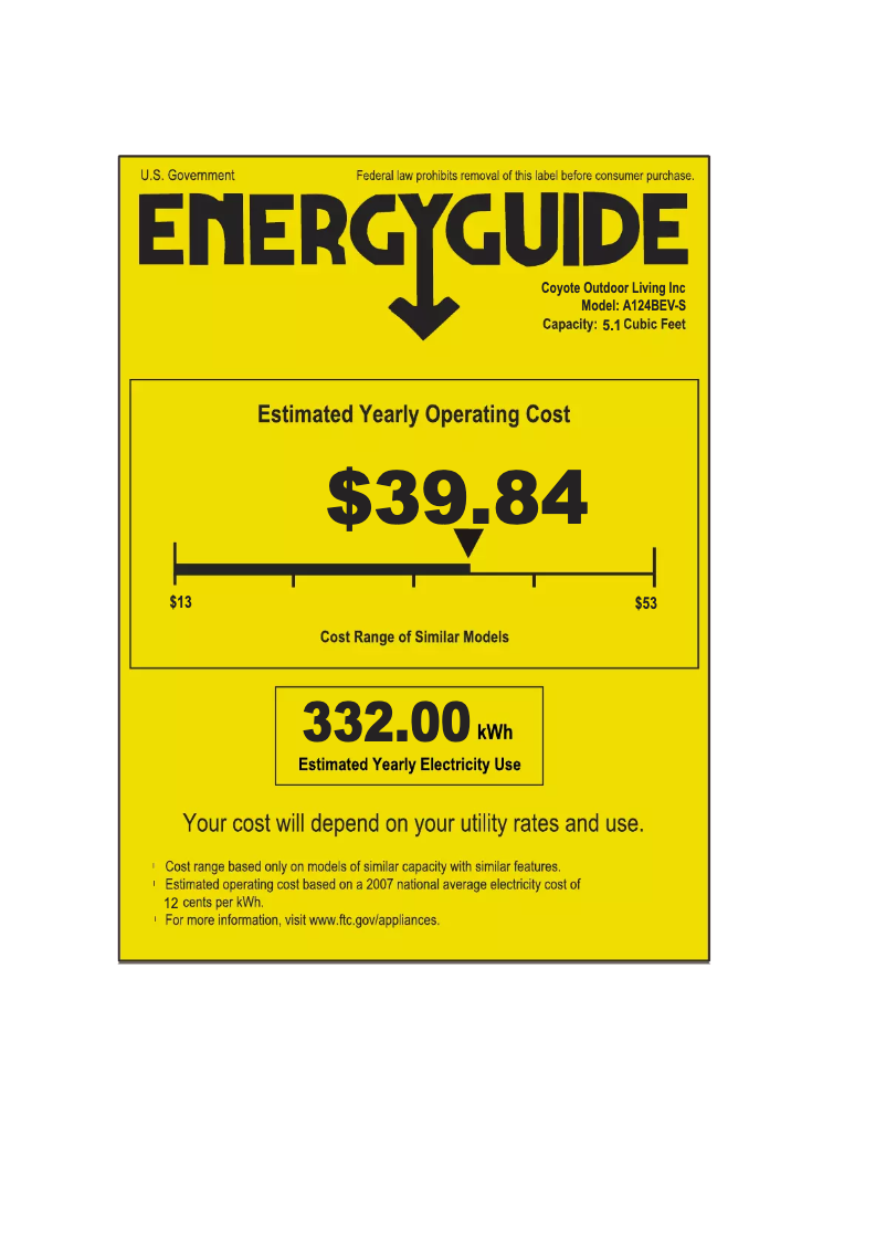 Página 1 del manual Etiqueta energética Azure A124BEV-S