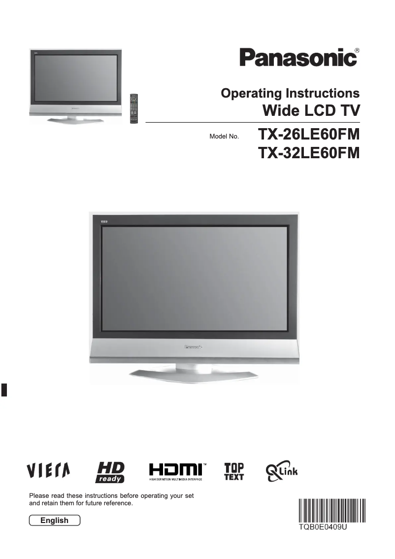 Página nº 1 - Manual de usuario Panasonic Viera TX-26LE60FM