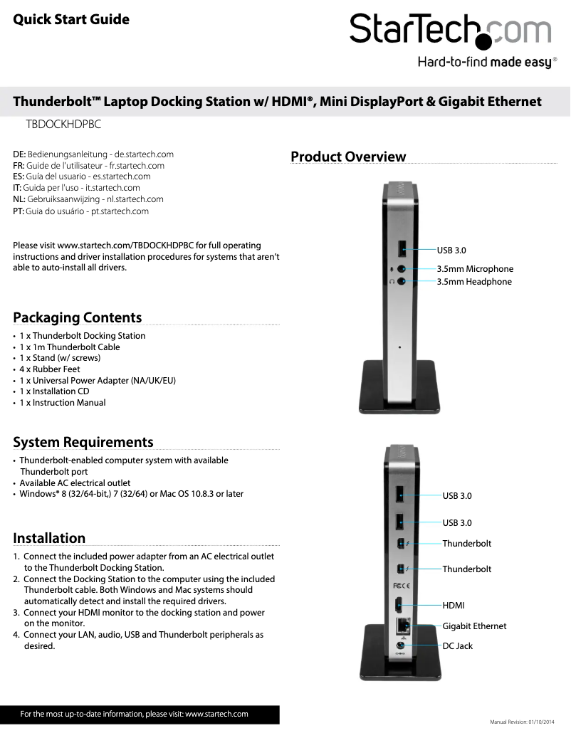 Imagen de la primera página del manual del dispositivo TBDOCKHDPBC