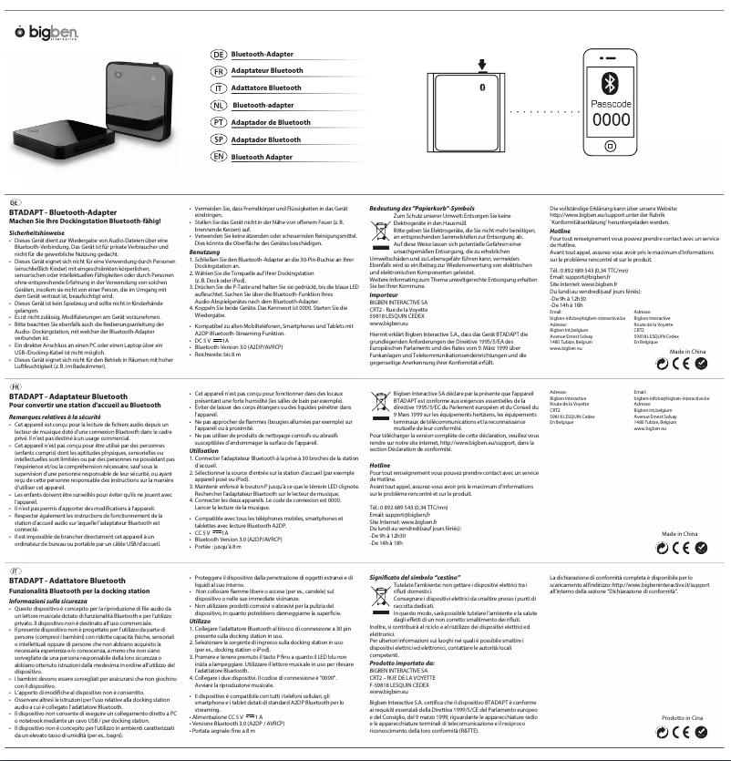 Página nº 1 - Manual de usuario Bigben Interactive BTADAPT