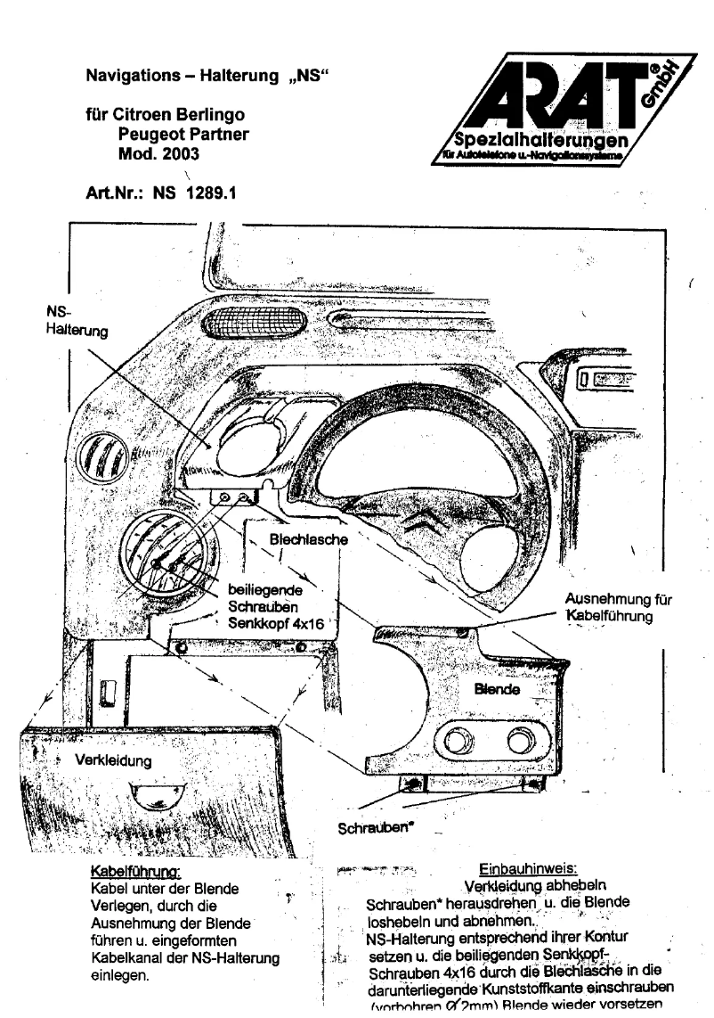 Imagen de la primera página del manual del dispositivo NS1289.1