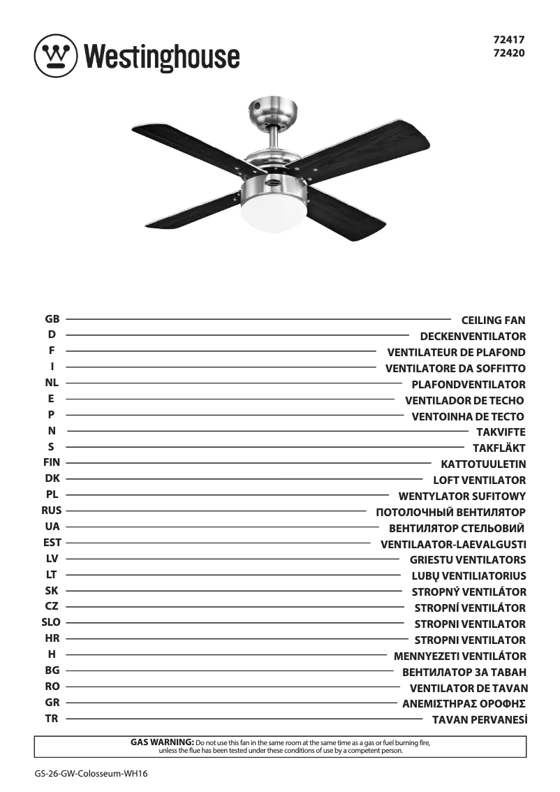 Página 1 del manual Manual de usuario Westinghouse 72417