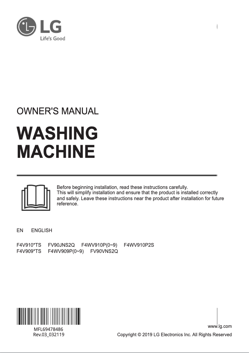 Página 1 del manual Manual de usuario LG F4WV910P2 TurboWash