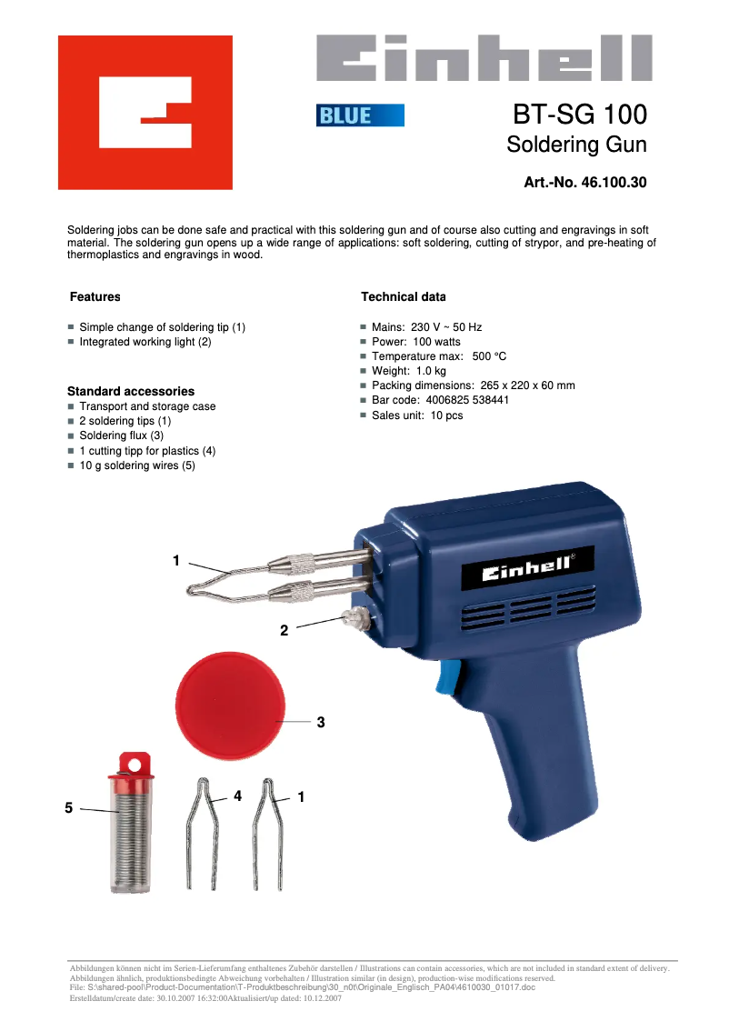 Imagen de la primera página del manual del dispositivo BT-SG 100