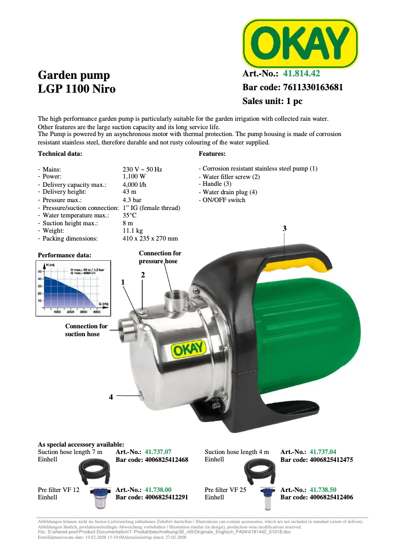 Imagen de la primera página del manual del dispositivo LGP 1100 Niro