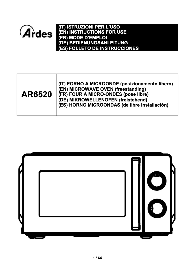 Página nº 1 - Manual de usuario Ardes AR6520