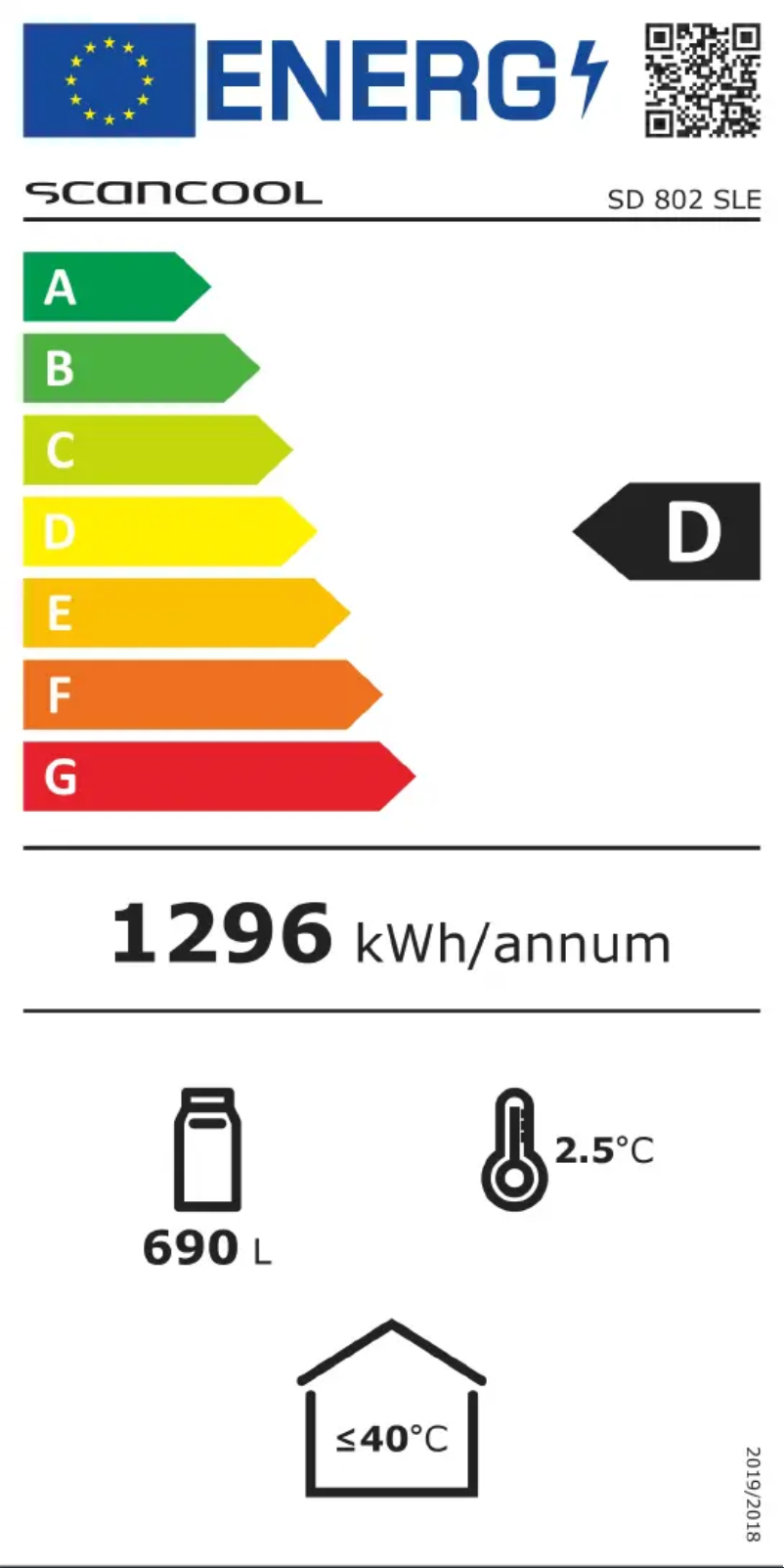 Página 1 del manual Etiqueta energética Scancool SD 802 SLE
