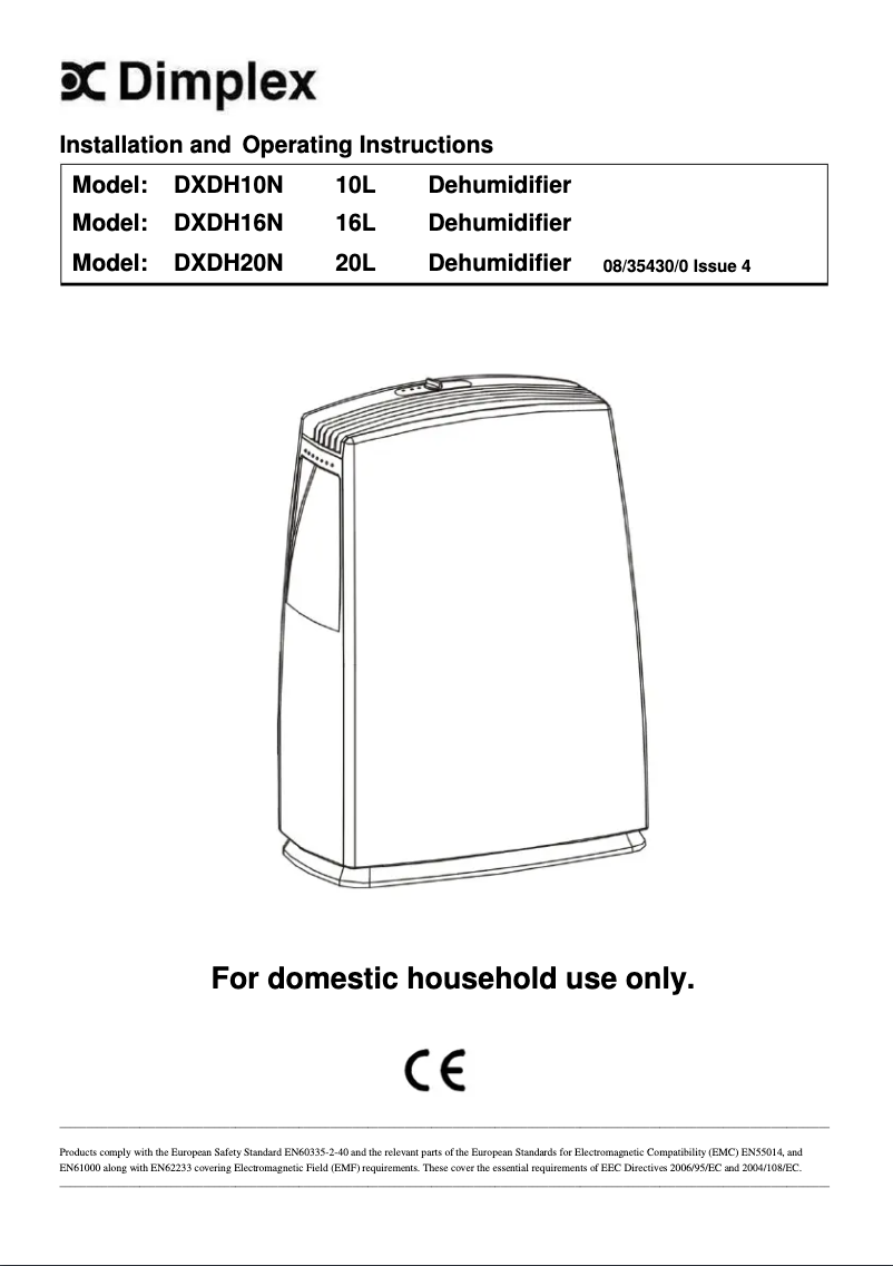 Página 1 del manual Manual de usuario Dimplex DXDH20N