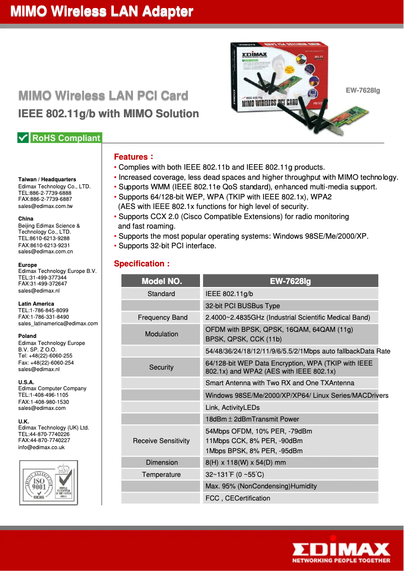 Imagen de la primera página del manual del dispositivo EW-7628Ig