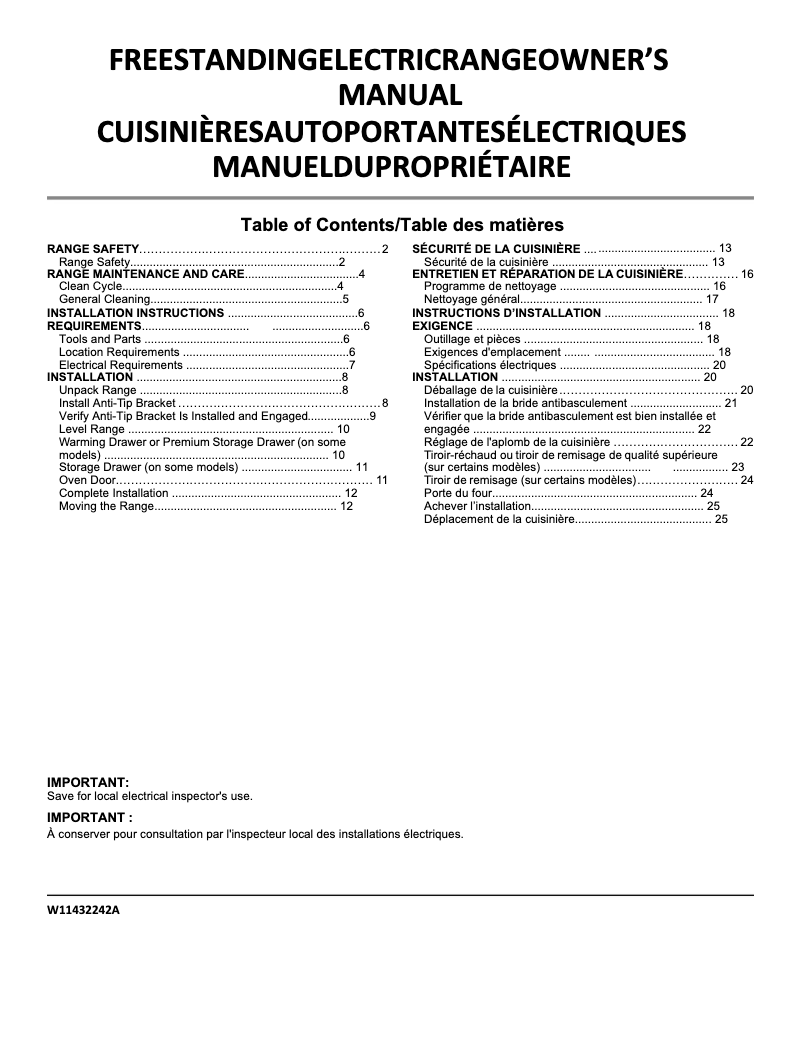 Imagen de la primera página del manual del dispositivo YWFE745H0FS