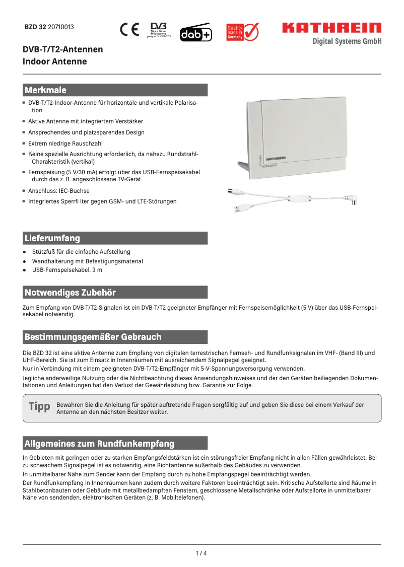 Imagen de la primera página del manual del dispositivo BZD 32