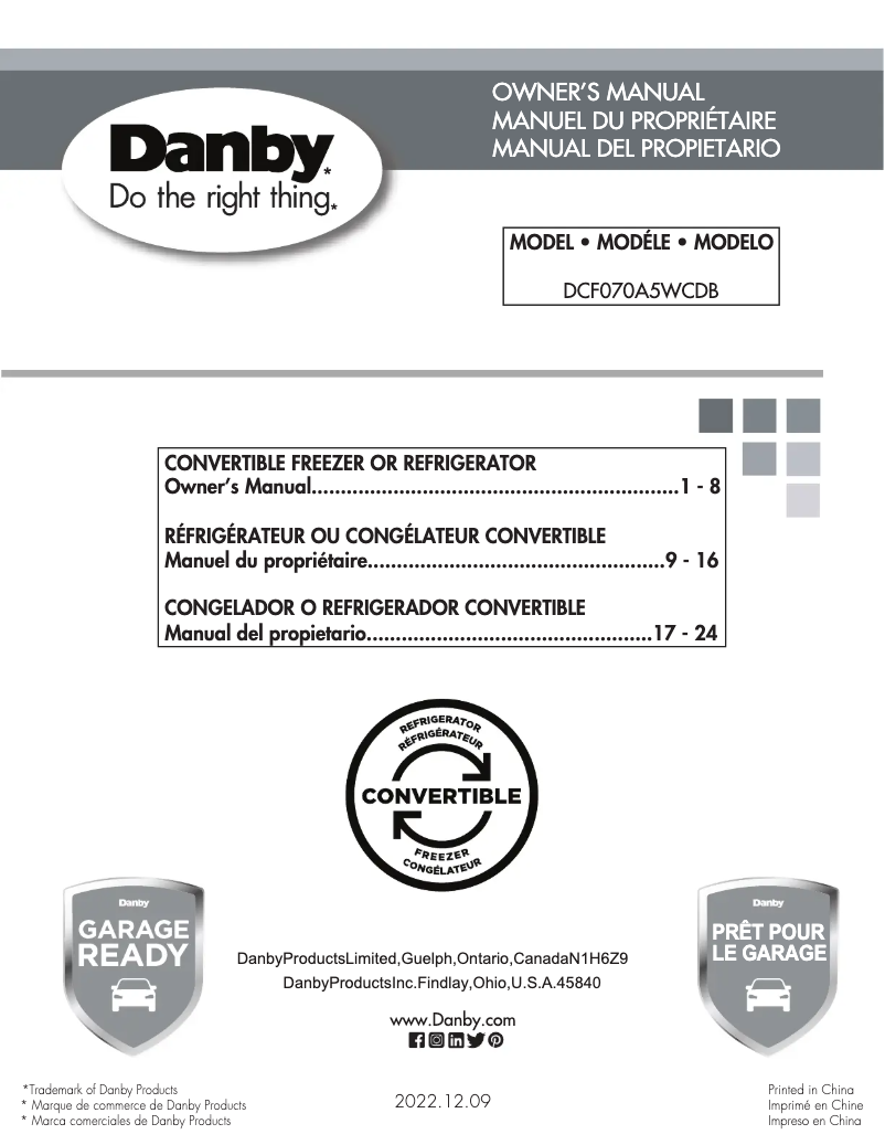Página 1 del manual Manual de usuario Danby DCF070A5WCDB