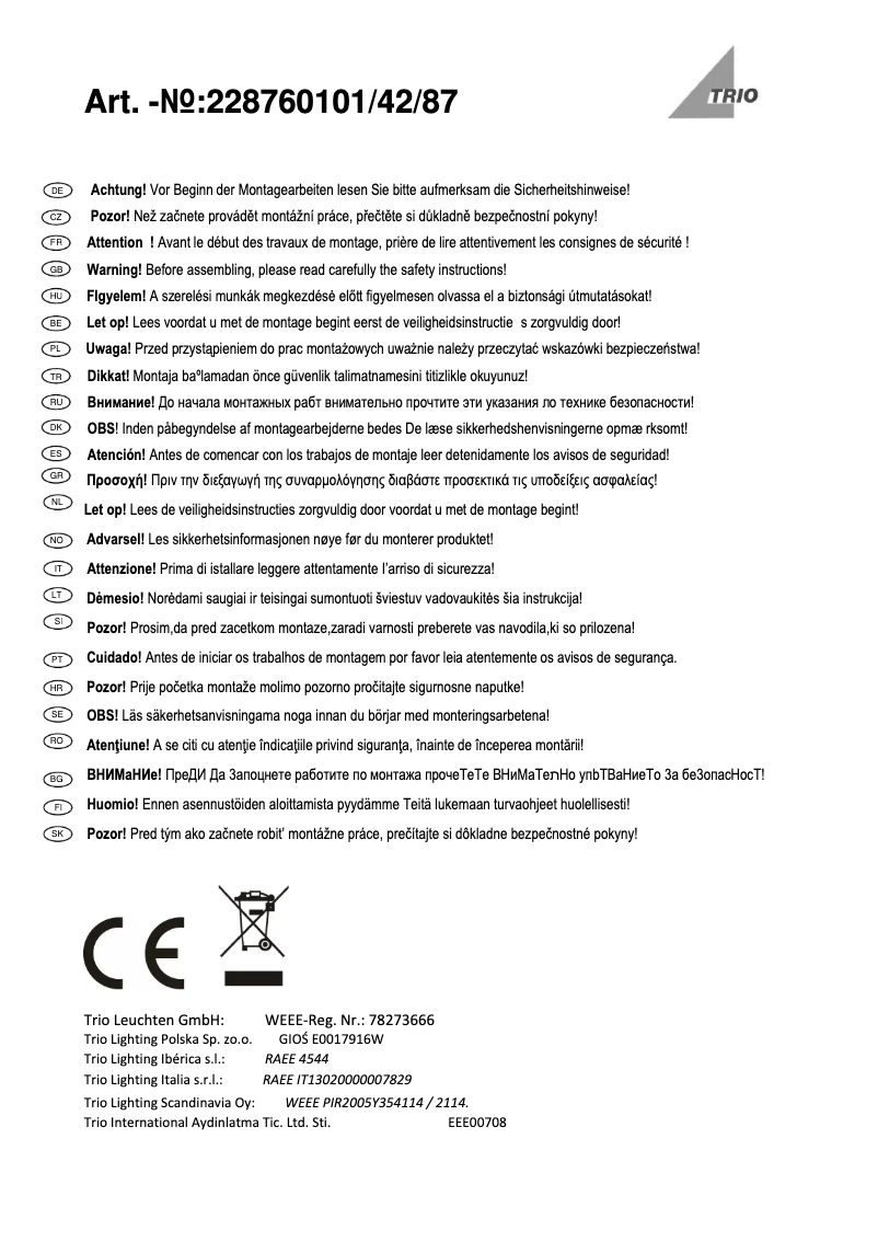 Imagen de la primera página del manual del dispositivo Trave 228760142