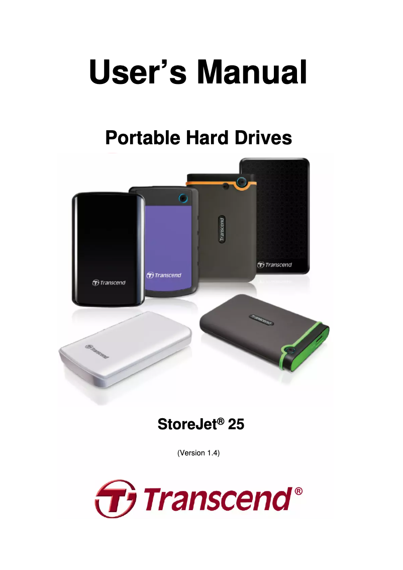 Página 1 del manual Manual de usuario Transcend StoreJet 25