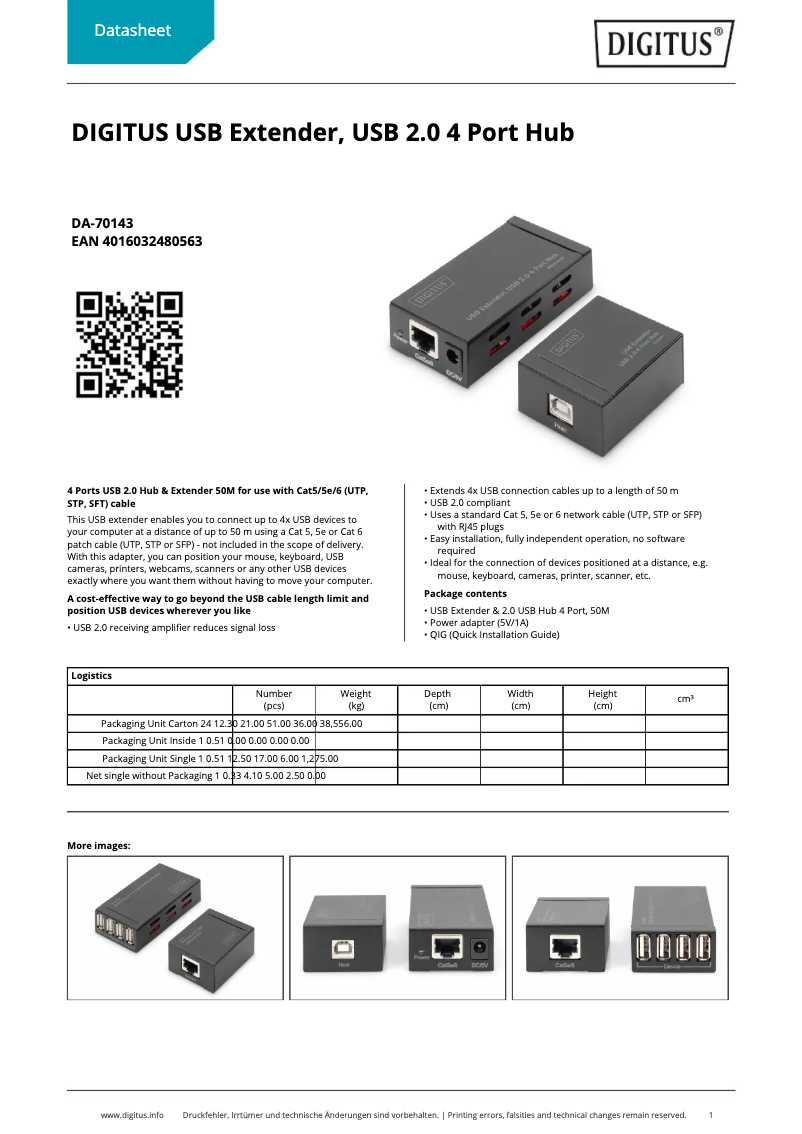 Página 1 del manual Ficha técnica Digitus DA-70143