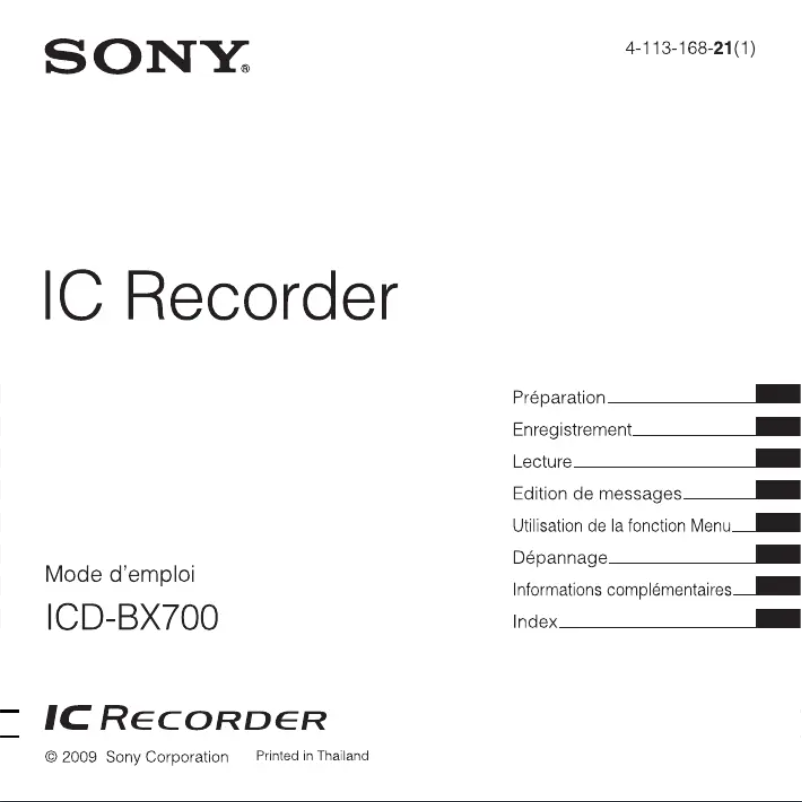 Página 1 del manual Manual de usuario Sony ICD-BX700