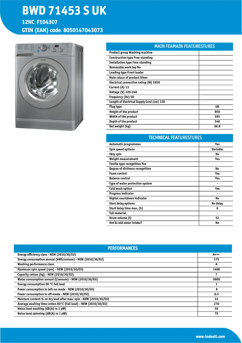 Imagen de la primera página del manual del dispositivo BWD 71453 S UK
