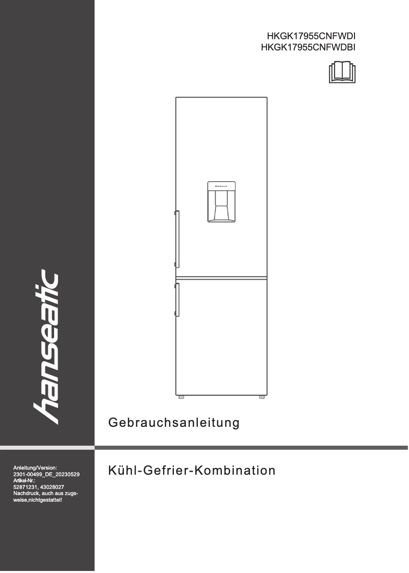Imagen de la primera página del manual del dispositivo HKGK17955CNFWDI