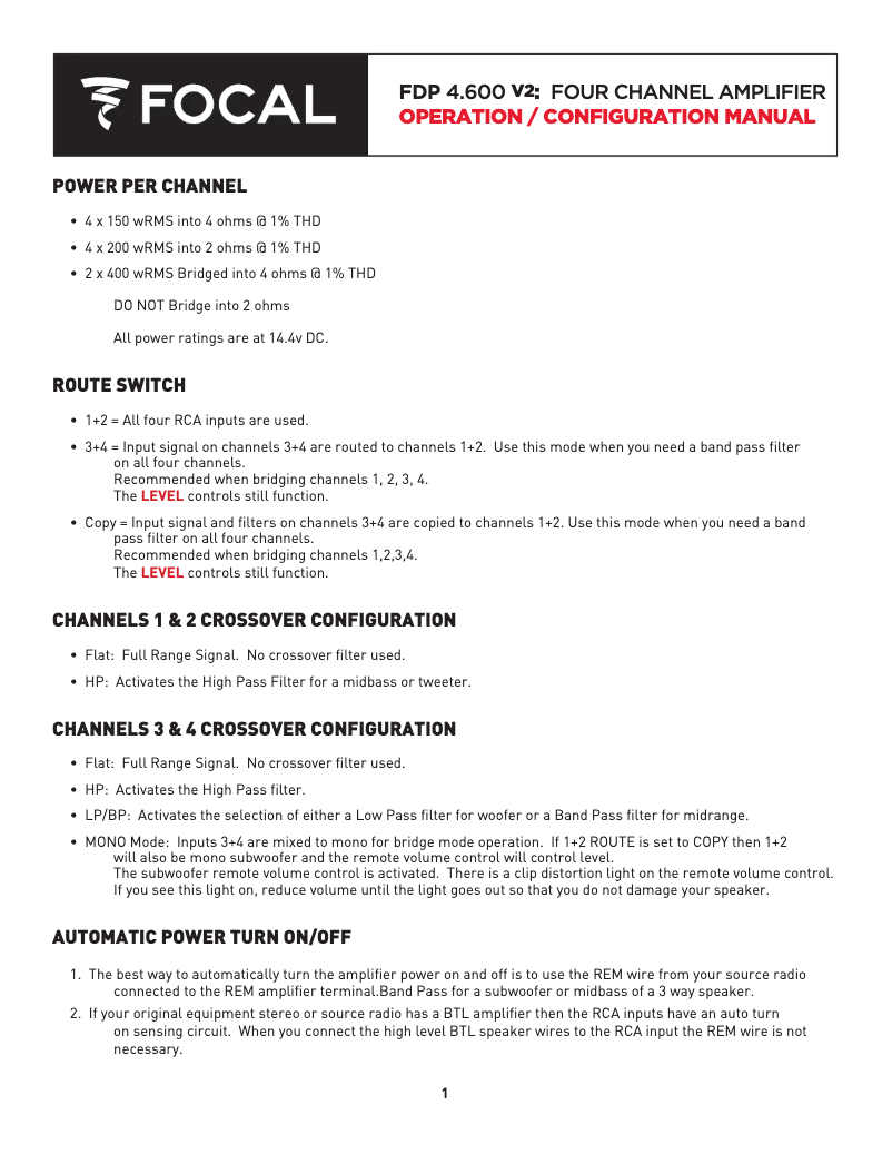 Página nº 1 - Manual de usuario Focal FDP 4.600 V2