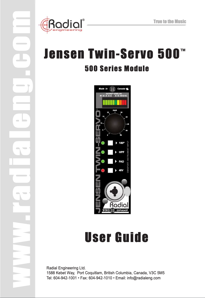 Página nº 1 - Manual de usuario Radial Engineering Jensen Twin-Servo 500