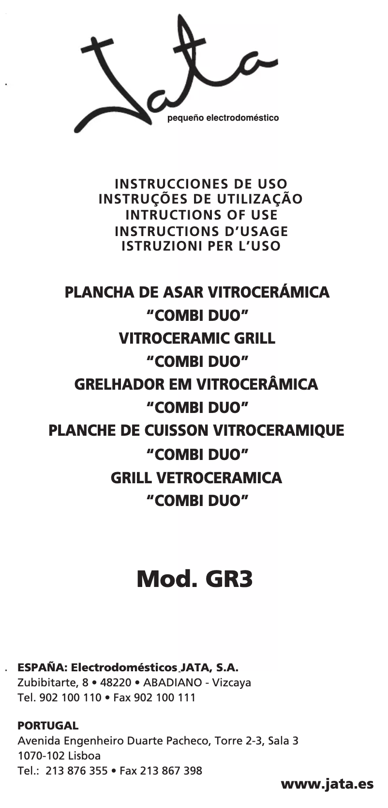 Página 1 del manual Manual de usuario Jata GR3A