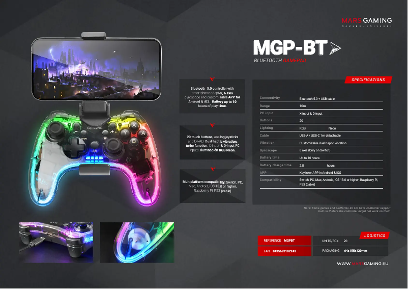 Imagen de la primera página del manual del dispositivo MGP-BT