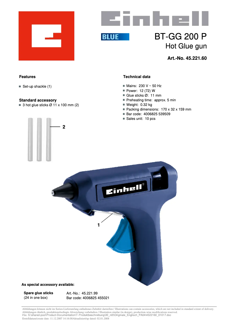 Página 1 del manual Manual de usuario Einhell BT-GG 200 P