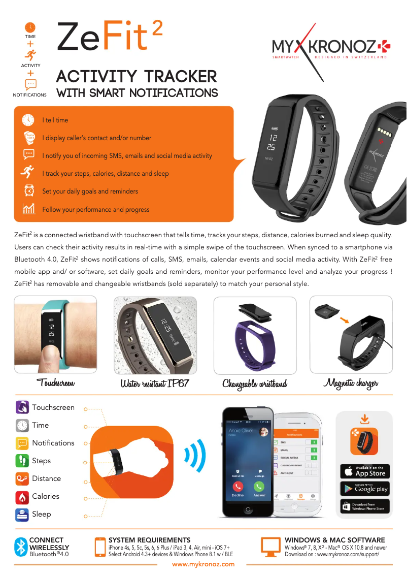 Imagen de la primera página del manual del dispositivo ZeFit 2