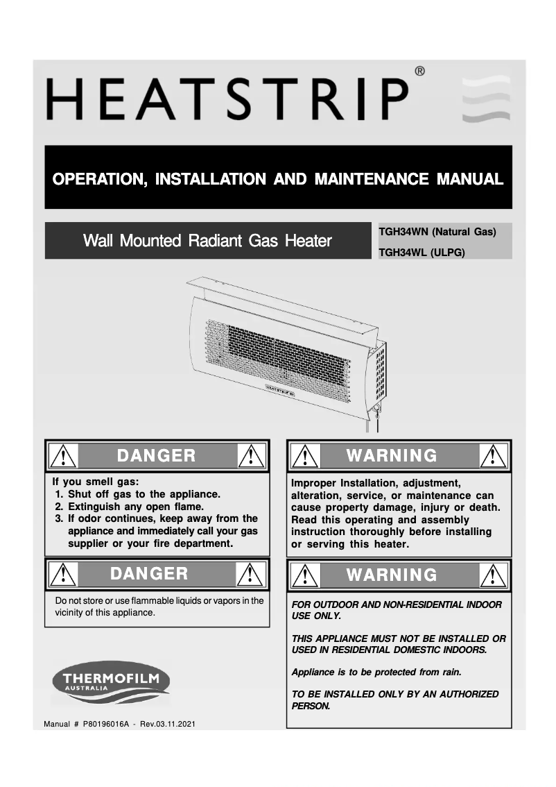 Imagen de la primera página del manual del dispositivo TGH34WL-2