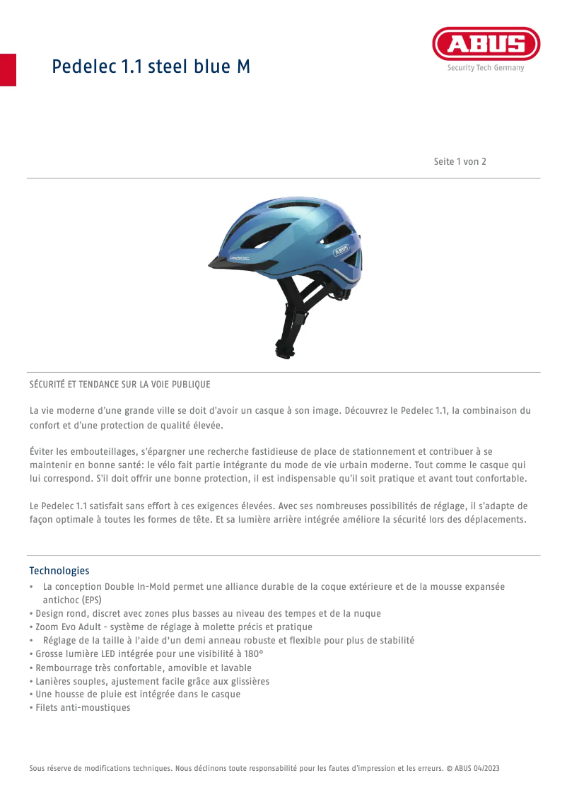 Página nº 1 - Ficha técnica Abus Pedelec 1.1