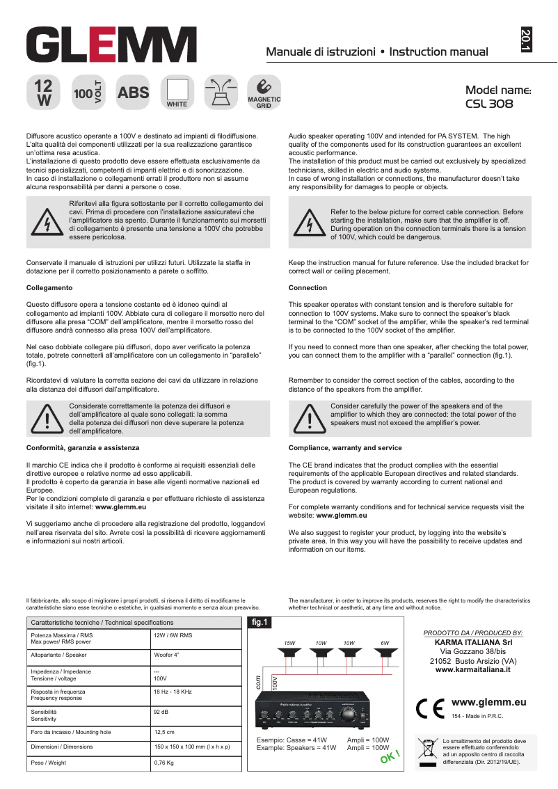 Página 1 del manual Manual de usuario Glemm CSL 308