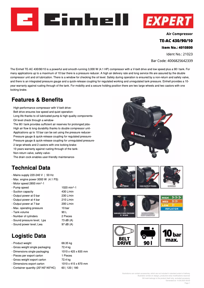 Imagen de la primera página del manual del dispositivo TE-AC 430/90/10