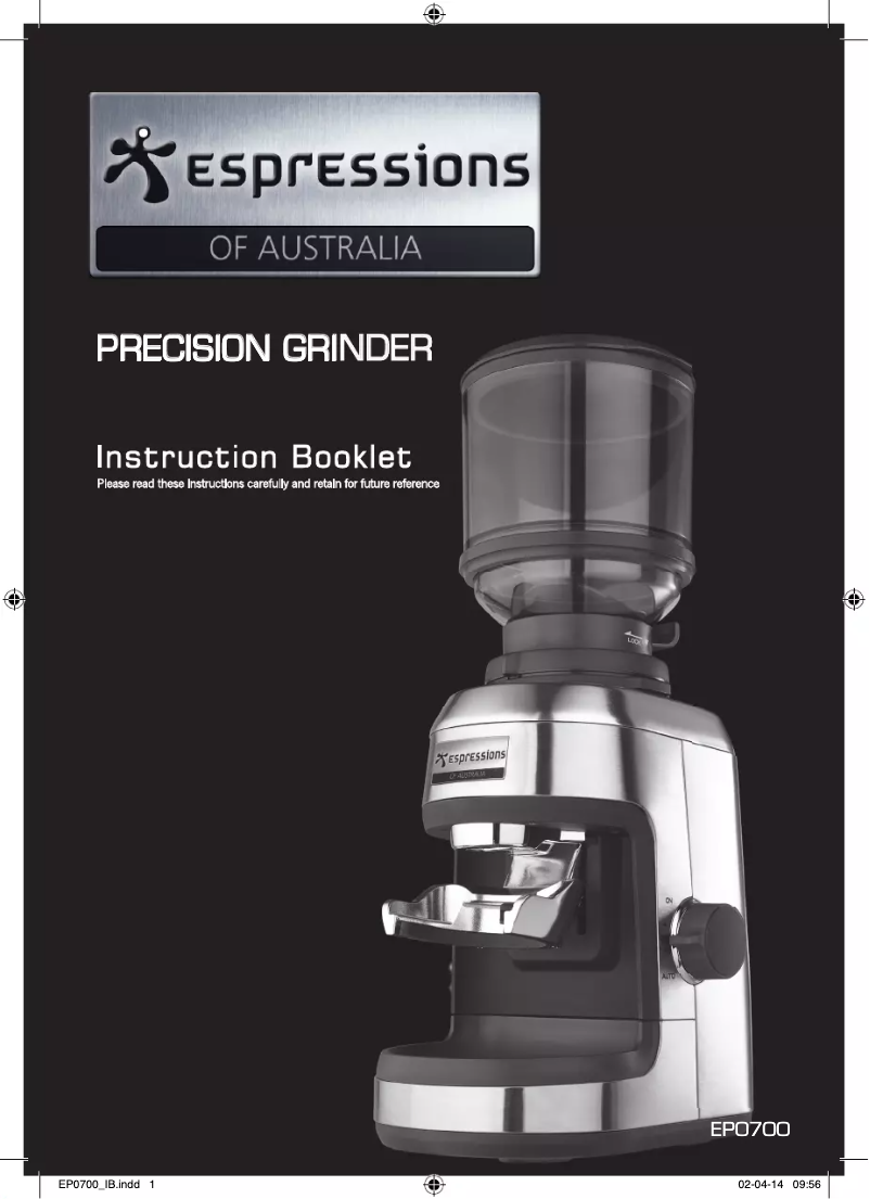 Página 1 del manual Manual de usuario Espressions Precision Grinder EP0700