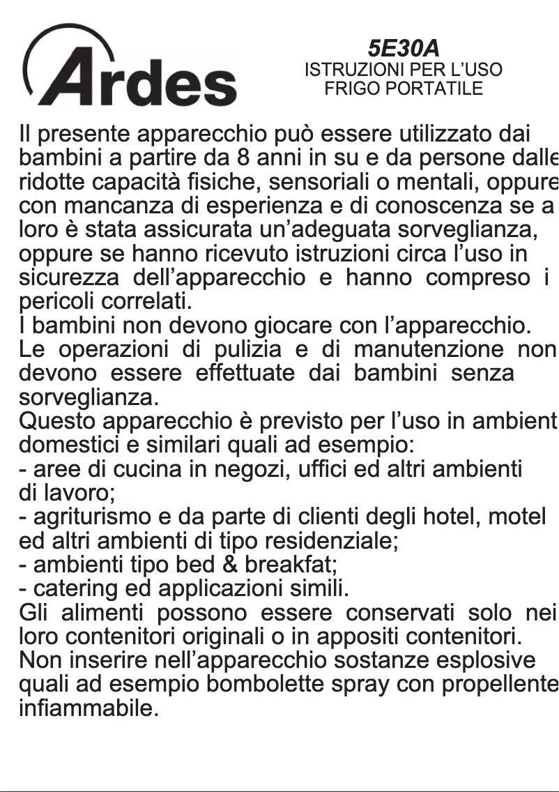 Imagen de la primera página del manual del dispositivo 5E30A