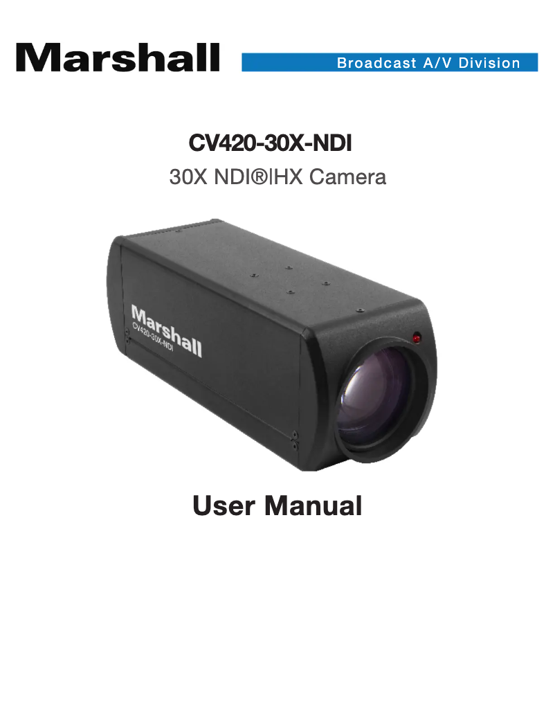 Imagen de la primera página del manual del dispositivo CV420-30X-NDI