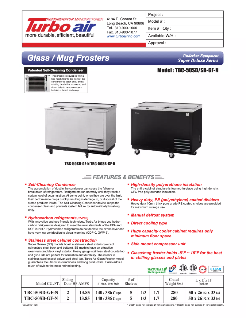 Imagen de la primera página del manual del dispositivo TBC-50SB-GF
