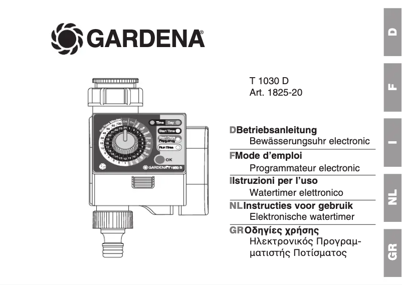 Imagen de la primera página del manual del dispositivo Watertimer T 1030 D