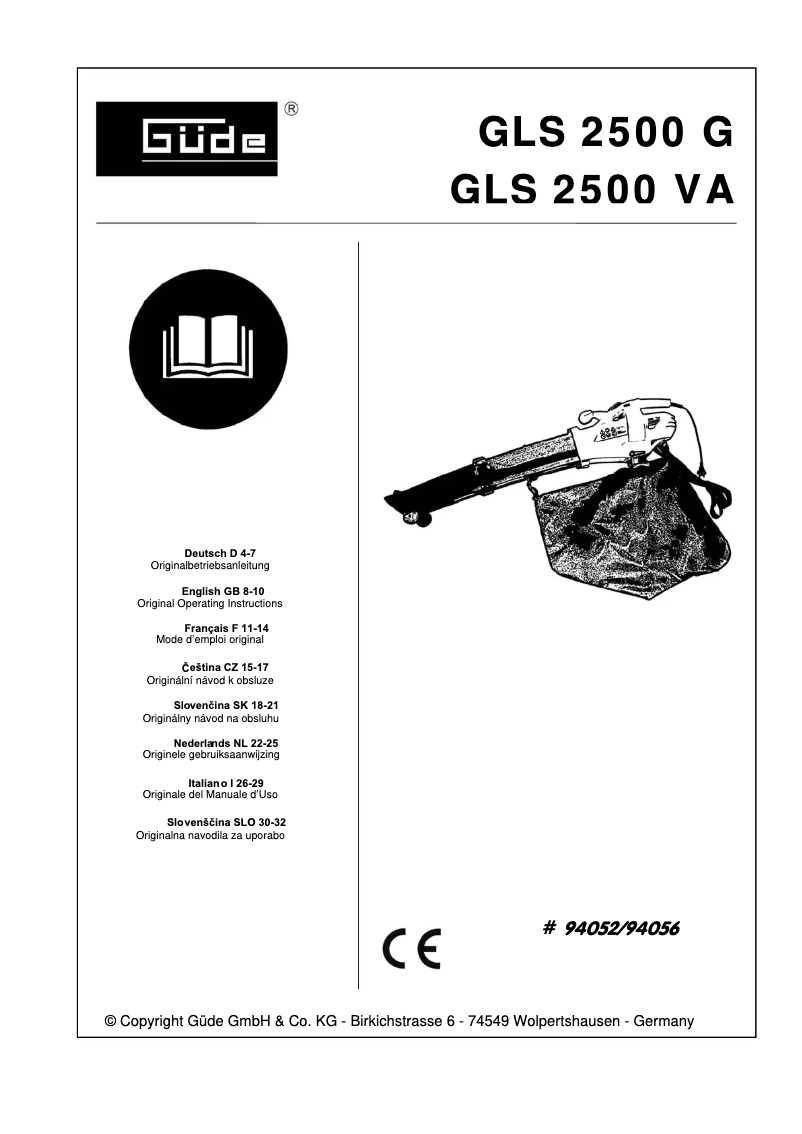 Imagen de la primera página del manual del dispositivo GLS 2500 G