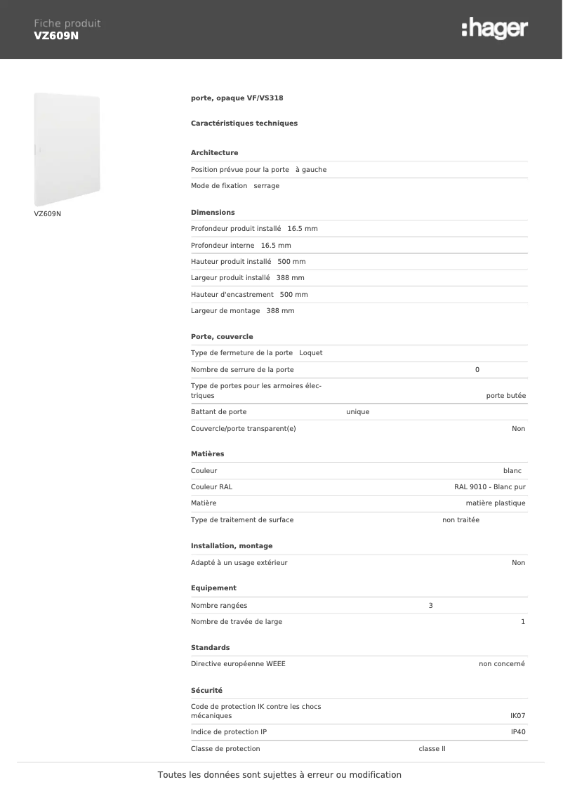 Imagen de la primera página del manual del dispositivo VZ609N