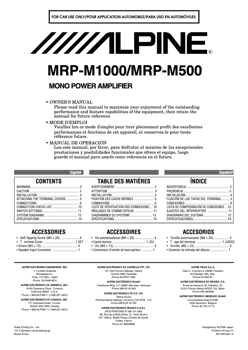 Imagen de la primera página del manual del dispositivo MRP-M500