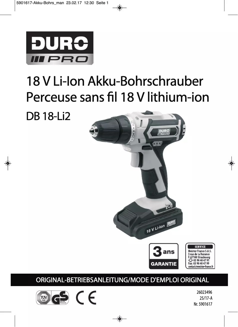 Imagen de la primera página del manual del dispositivo DB 18-Li2