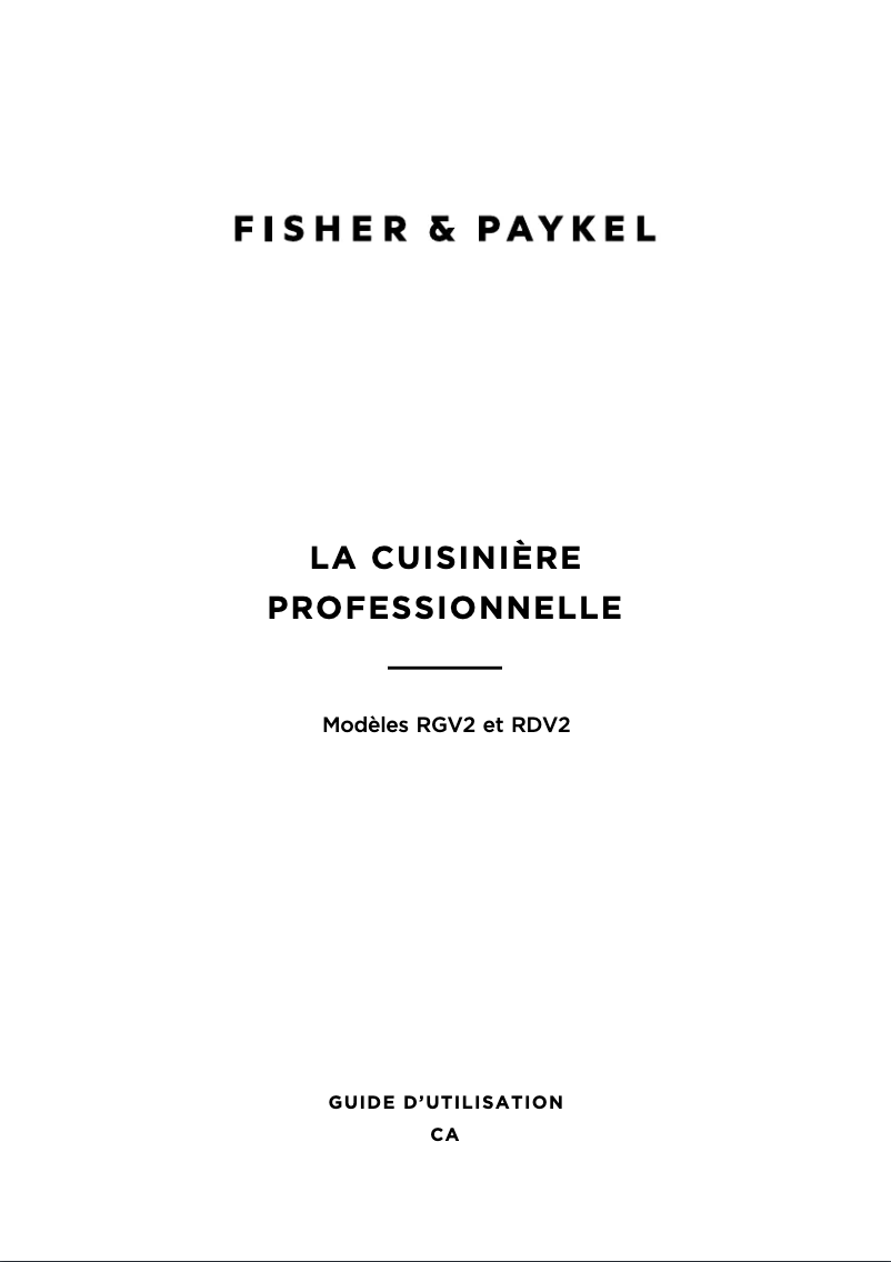 Página 1 del manual Manual de usuario Fisher & Paykel RDV2-486GL