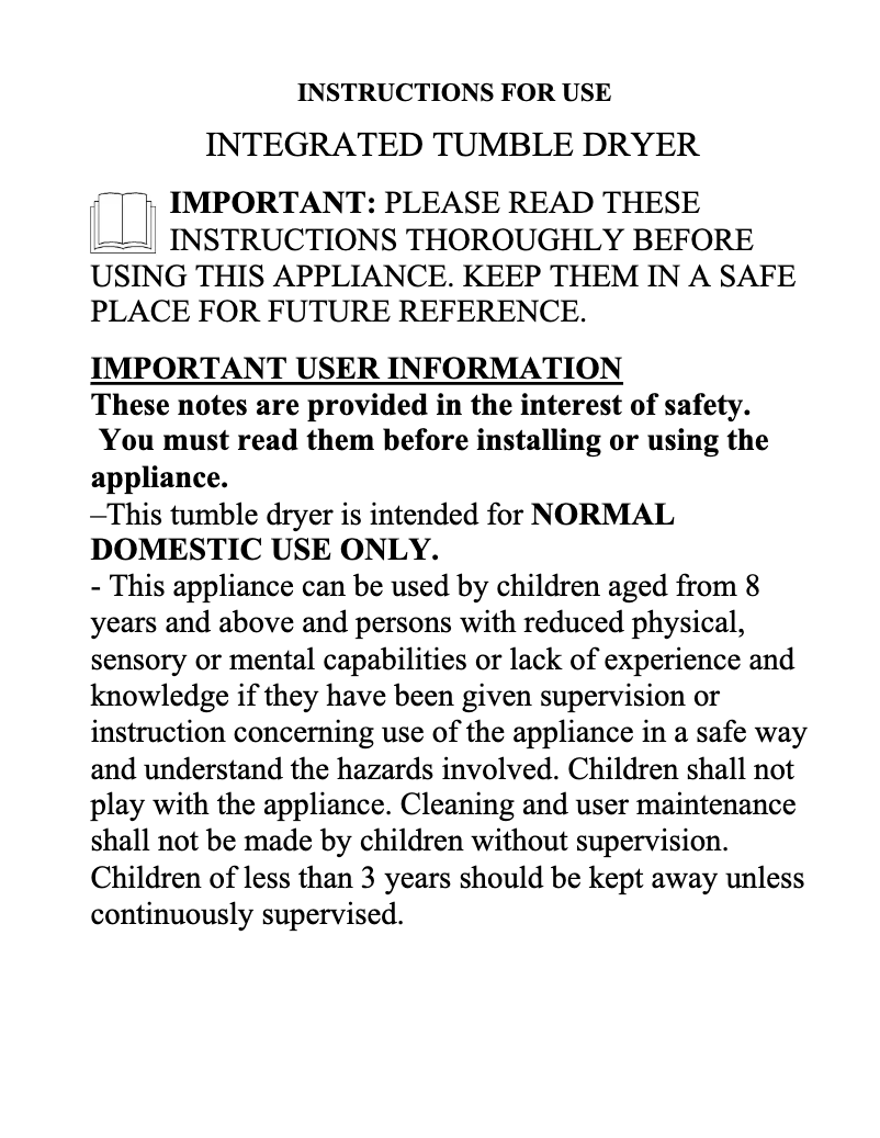 Página 1 del manual Manual de usuario White Knight ITD60T