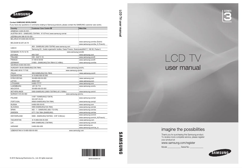 Imagen de la primera página del manual del dispositivo LE22C350D1W