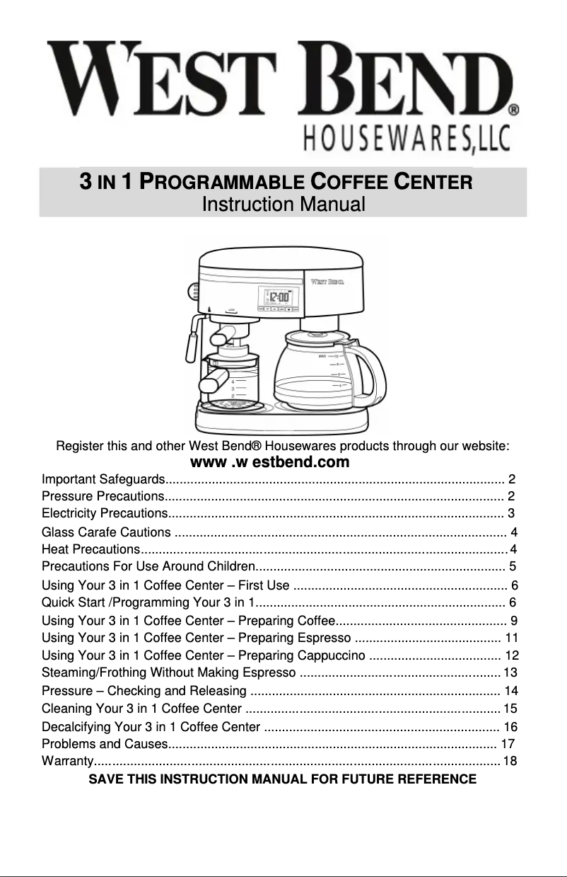 Página 1 del manual Manual de usuario WestBend 55120
