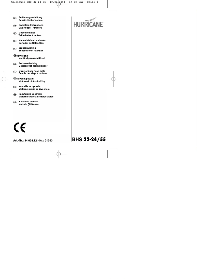 Imagen de la primera página del manual del dispositivo BHS 22-24/55