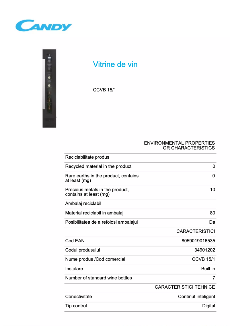 Imagen de la primera página del manual del dispositivo CCVB 15/1